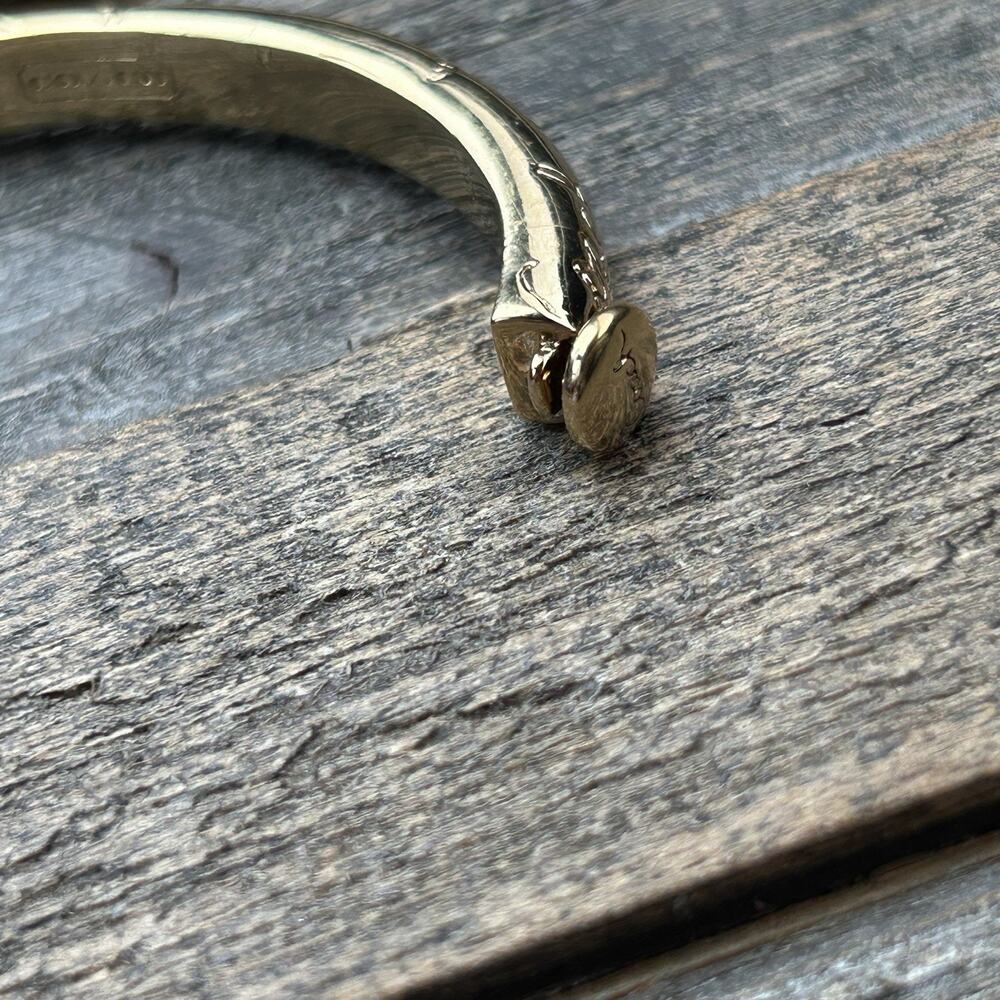 Coach Womens Gold Tone Crystal Pave Script Vine Hinge Bangle Bracelet - Picture 11 of 16